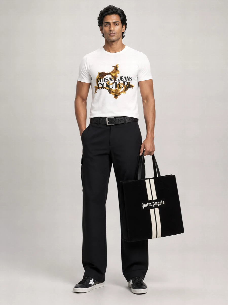 Versace Jeans Couture Cotton Logo Print T Shirt