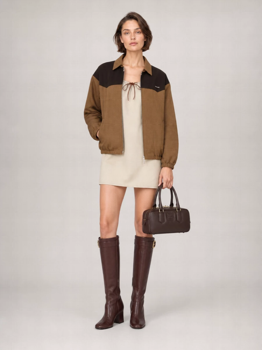 Miu Miu Checked Cotton Blouson Jacket