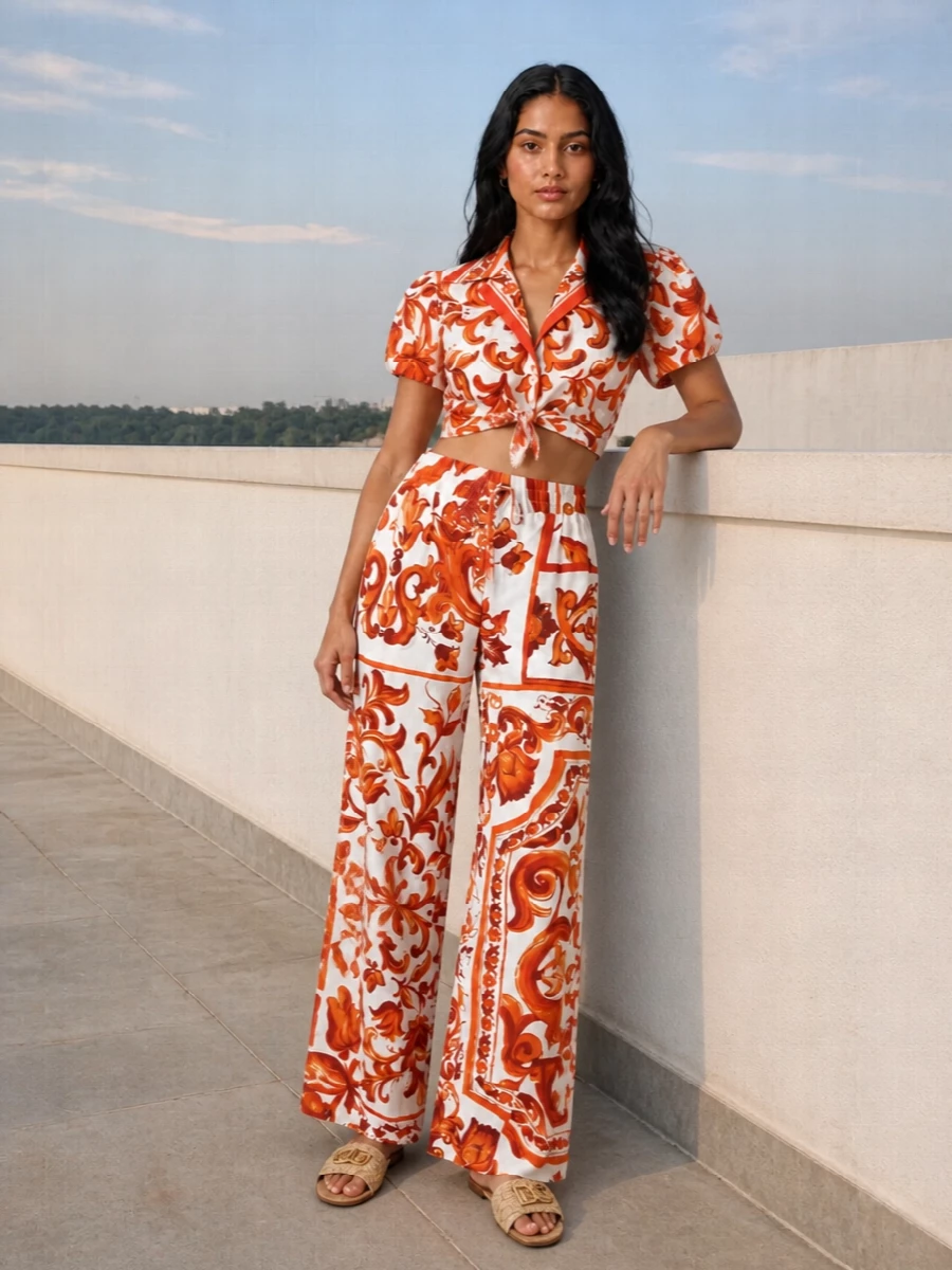 Dolce gabbana baroque wide leg trousers outfit