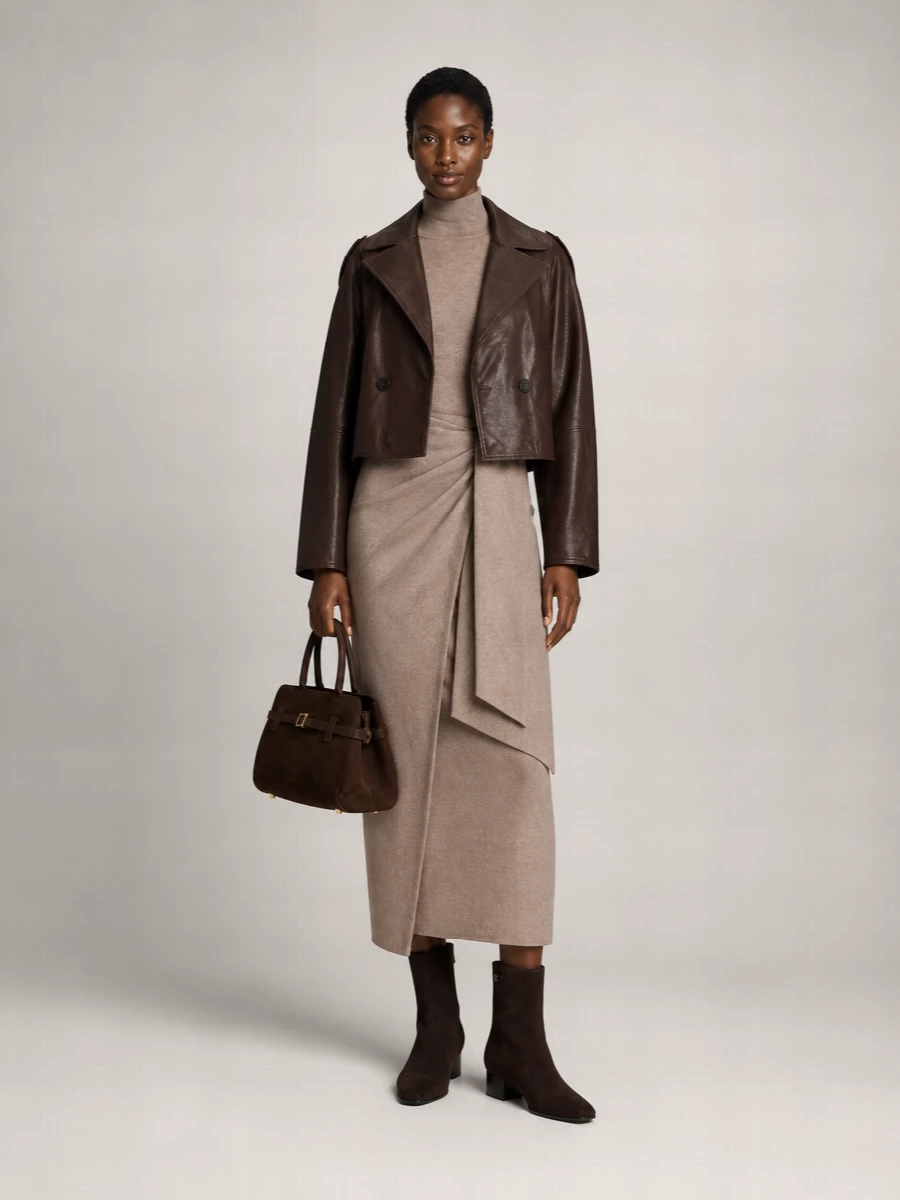 Weekend Max Mara Leather Double-Breasted Short Jacket