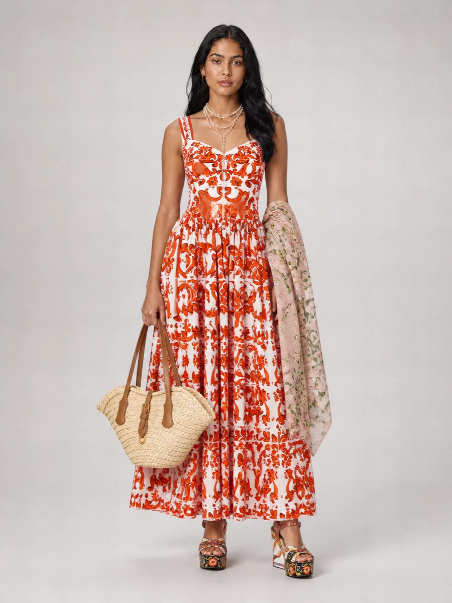 Dolce&Gabbana Printed Cotton Maxi Dress