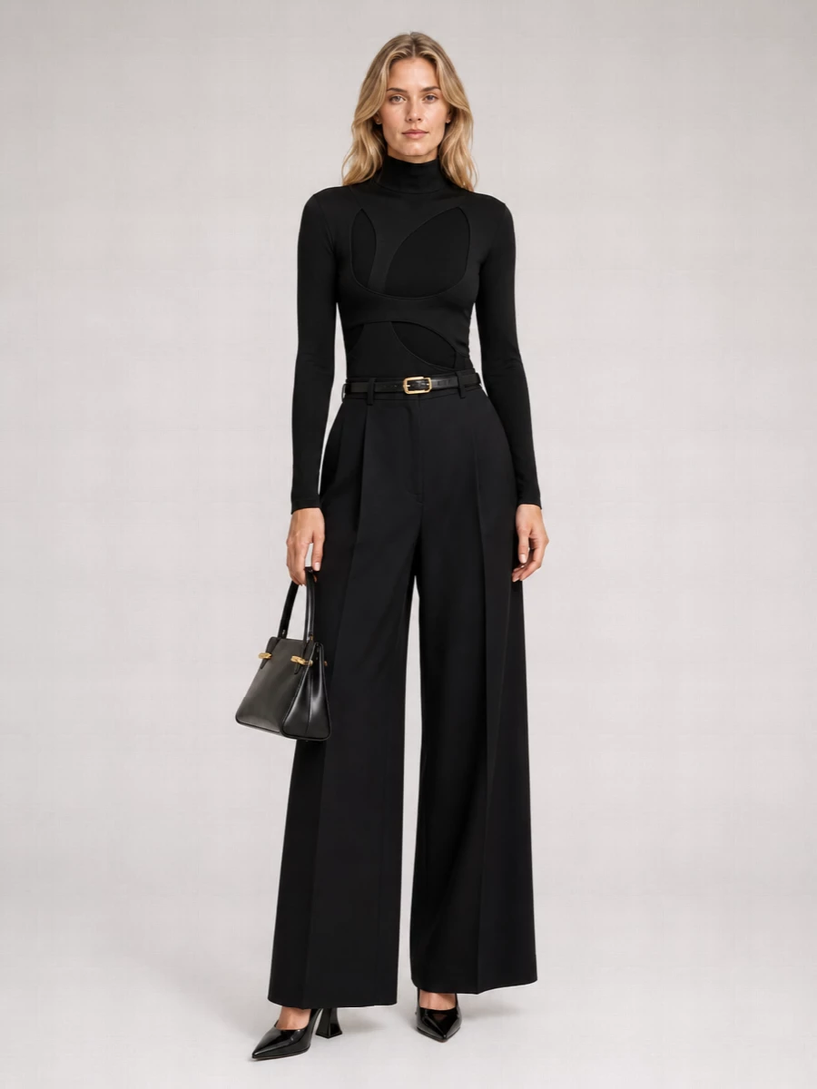 Givenchy Cutout Long-Sleeve Mock Turtleneck Top