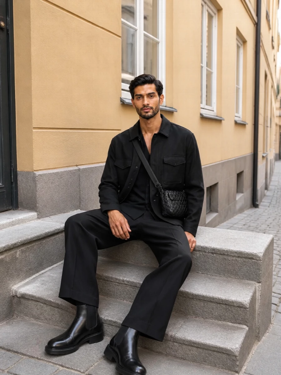 Boglioli field jacket kiko trousers bottega boots