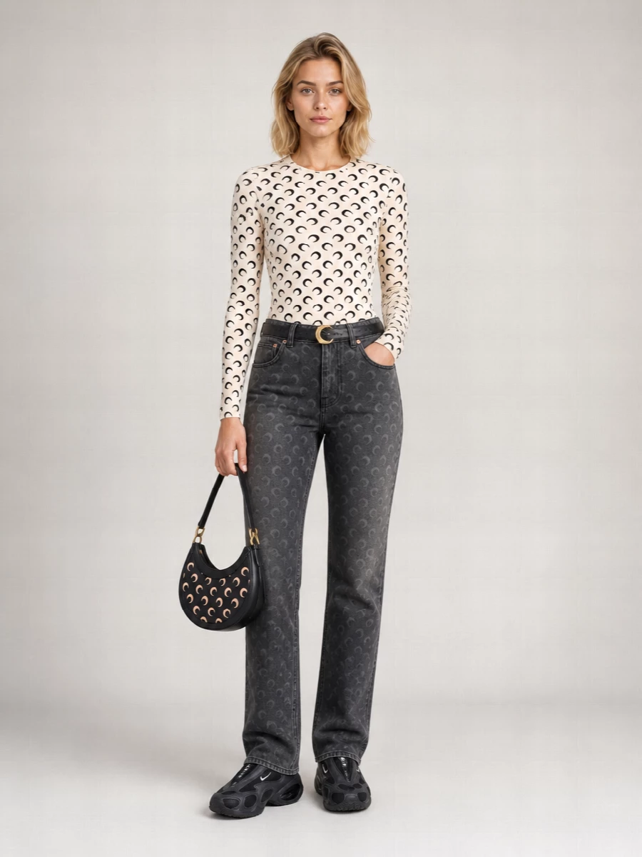 Marine Serre Printed Slim-Fit Long-Sleeve Top