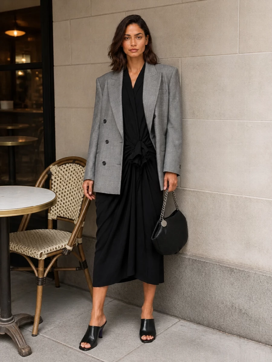 Stella mccartney blazer black wrap midi dress