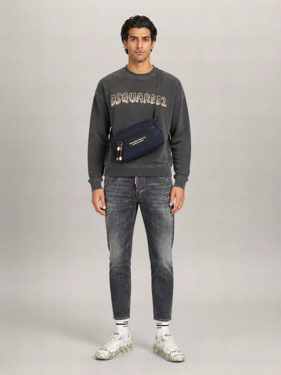 Dsquared2 Printed Leather Low-Top Sneakers
