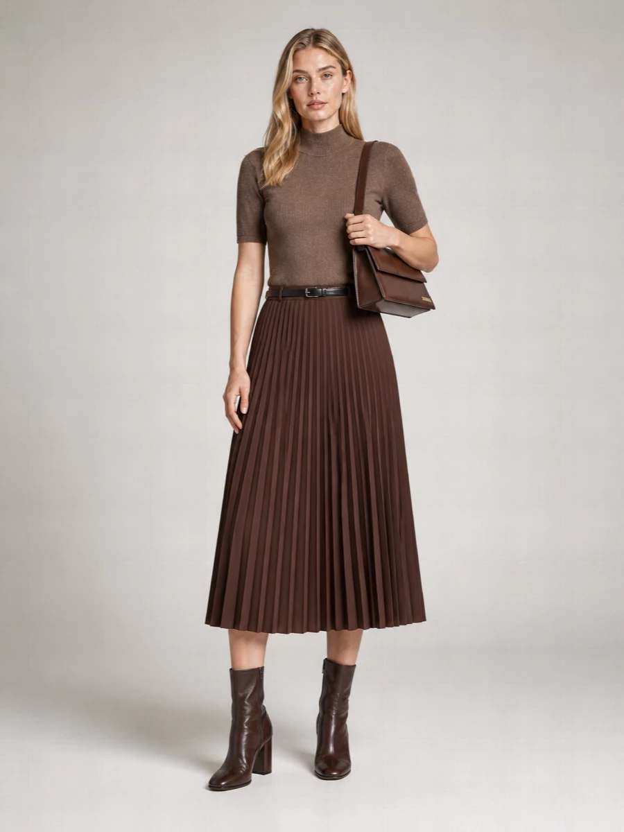 Mm6 Maison Margiela Midi Pleated Skirt High Waist Design