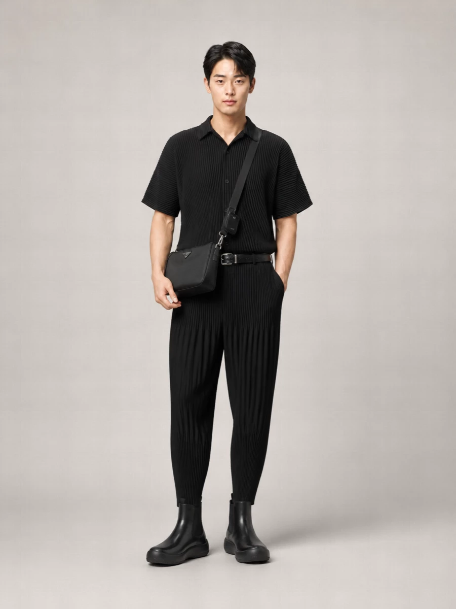 Homme Plisse Issey Miyake Color Pleats 2 Loose Fit Trousers