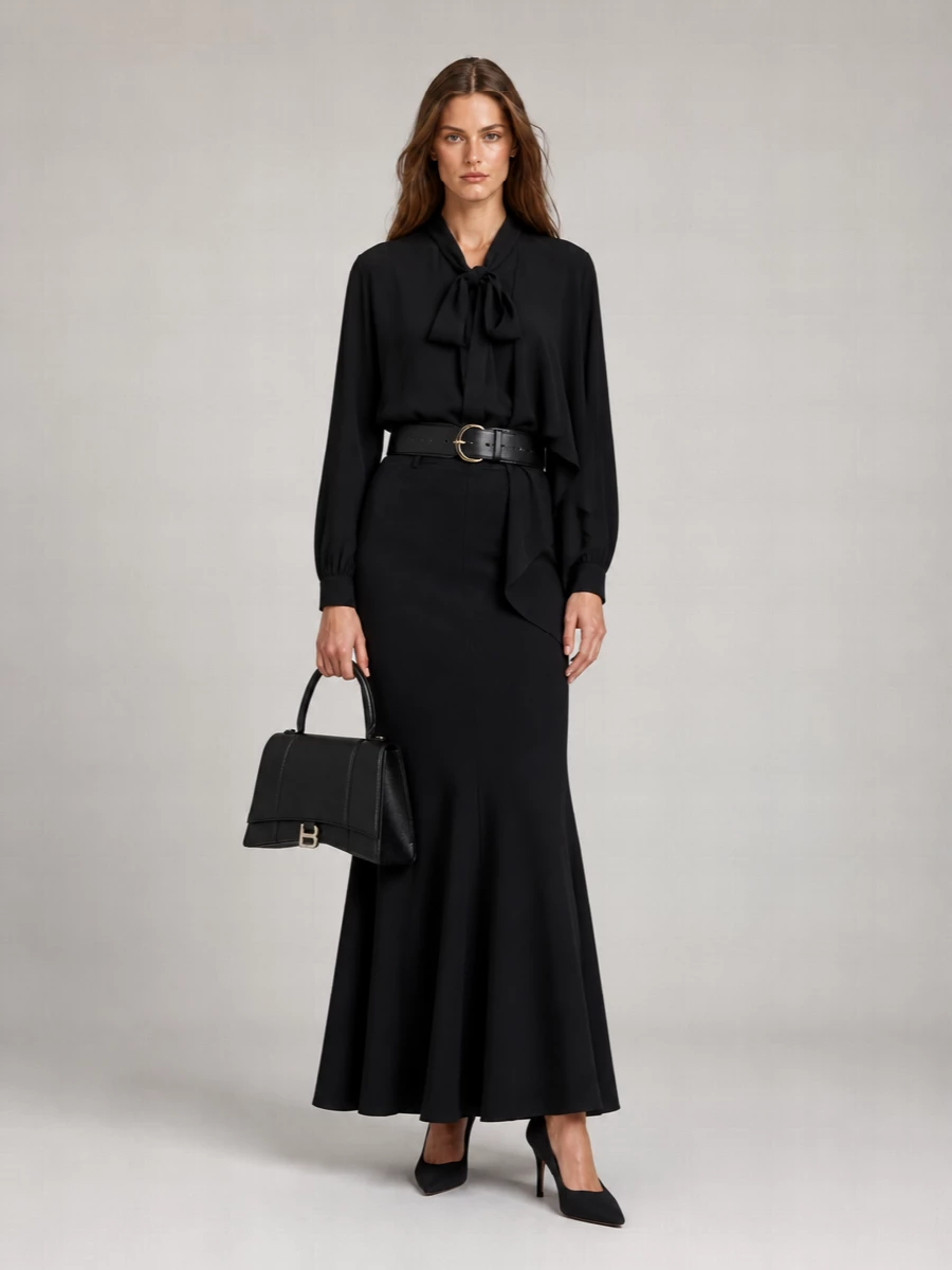 Balenciaga Silk Asymmetric Scarf Blouse
