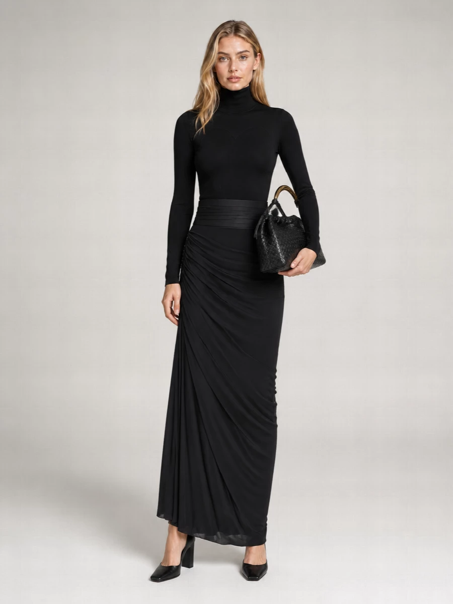 Alaïa Draped Maxi Skirt