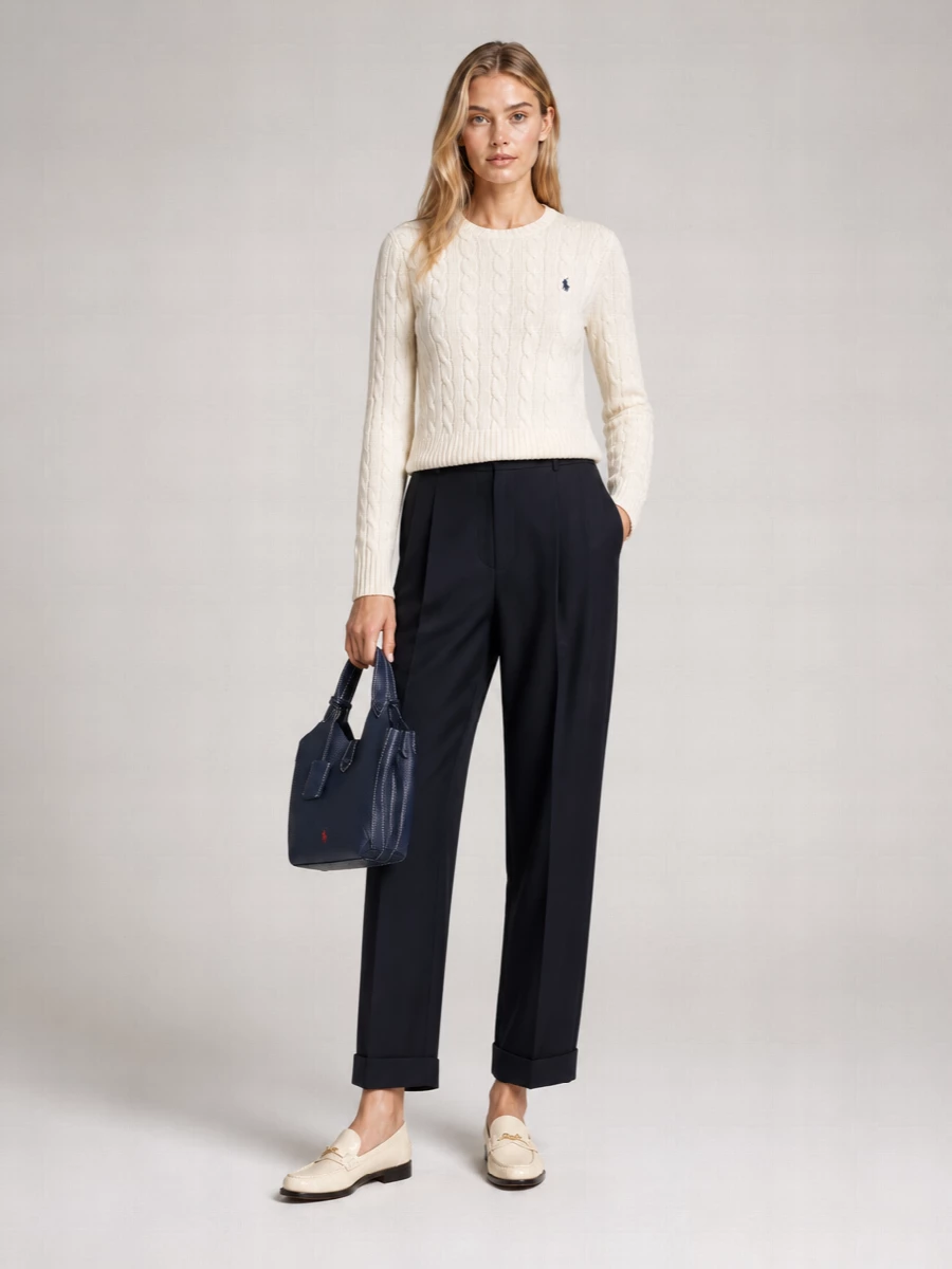 Polo Ralph Lauren Cable-Knit Wool Cashmere Crewneck Sweatshirt