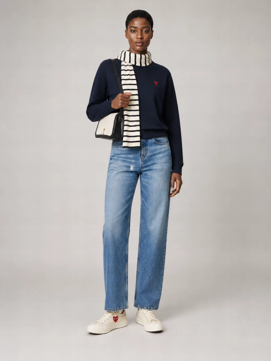 Ami Paris Crew Neck Long Sleeves Cotton T-Shirt
