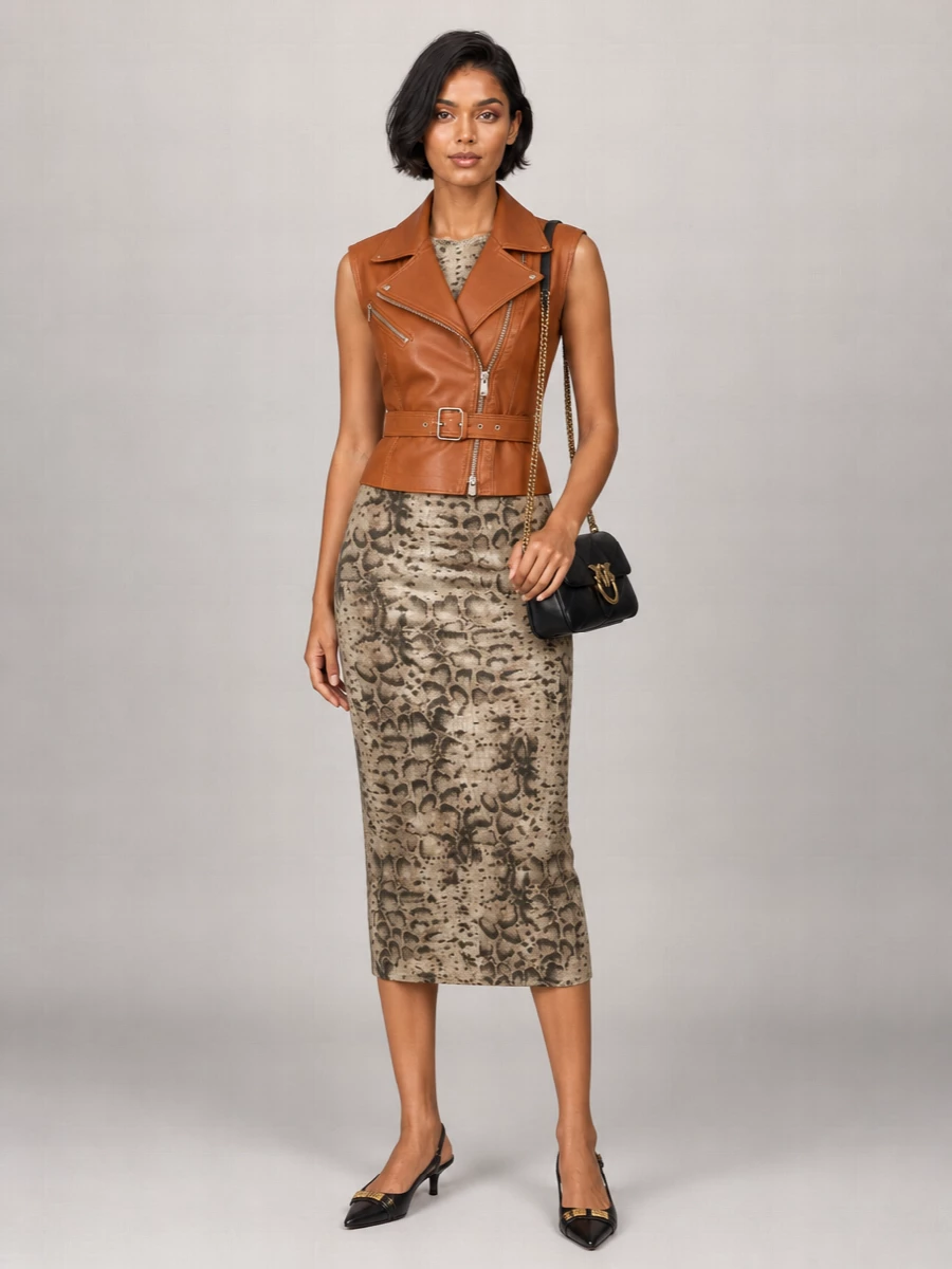 Pinko Leather Biker Vest