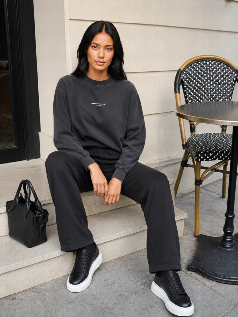 Alexander wang sweatshirt black pants sneakers