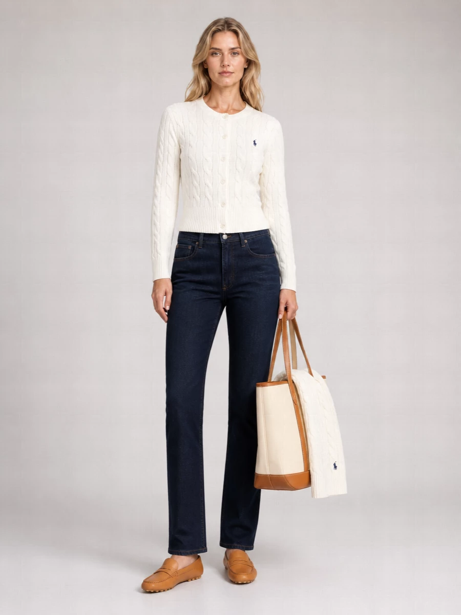 Polo Ralph Lauren Logo Contrast Knit Cardigan