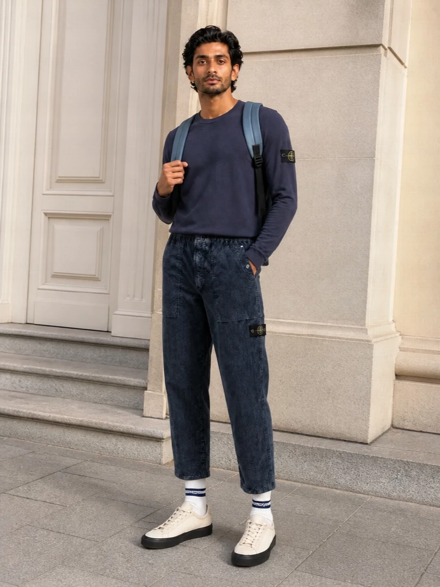 Stone island navy outfit cropped trousers sneakers