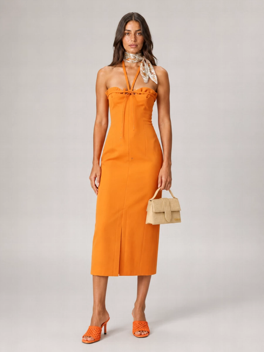 Jacquemus Gathered Bandeau Midi Dress