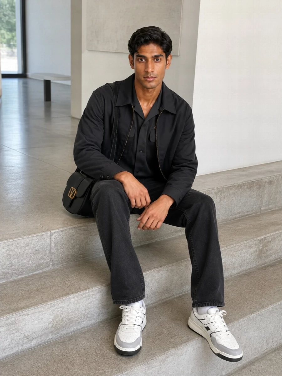 Visvim jacket valentino jeans sneakers outfit