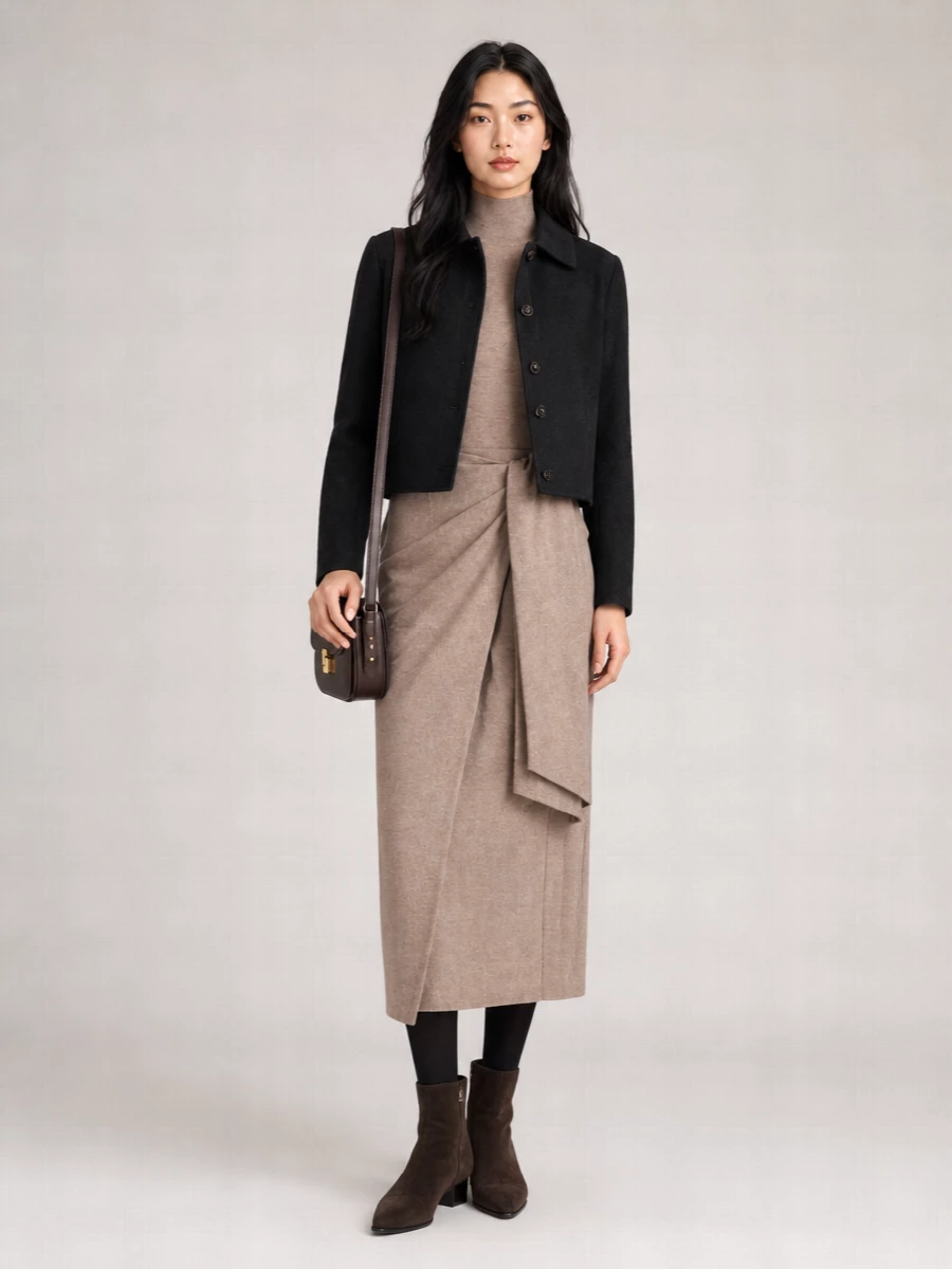 Soeur cashmere wool short single breasted coat