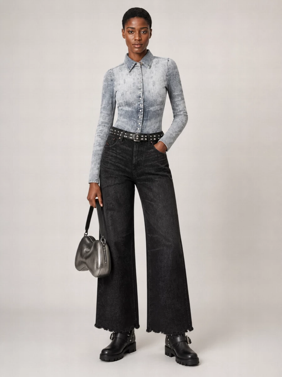 Diesel Denim Distressed Long-Sleeve Shirt