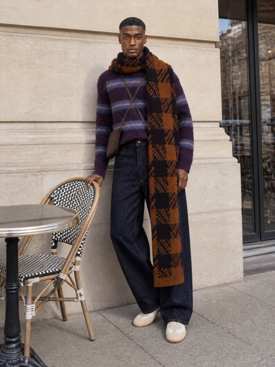 Dries van noten striped sweater wide leg denim