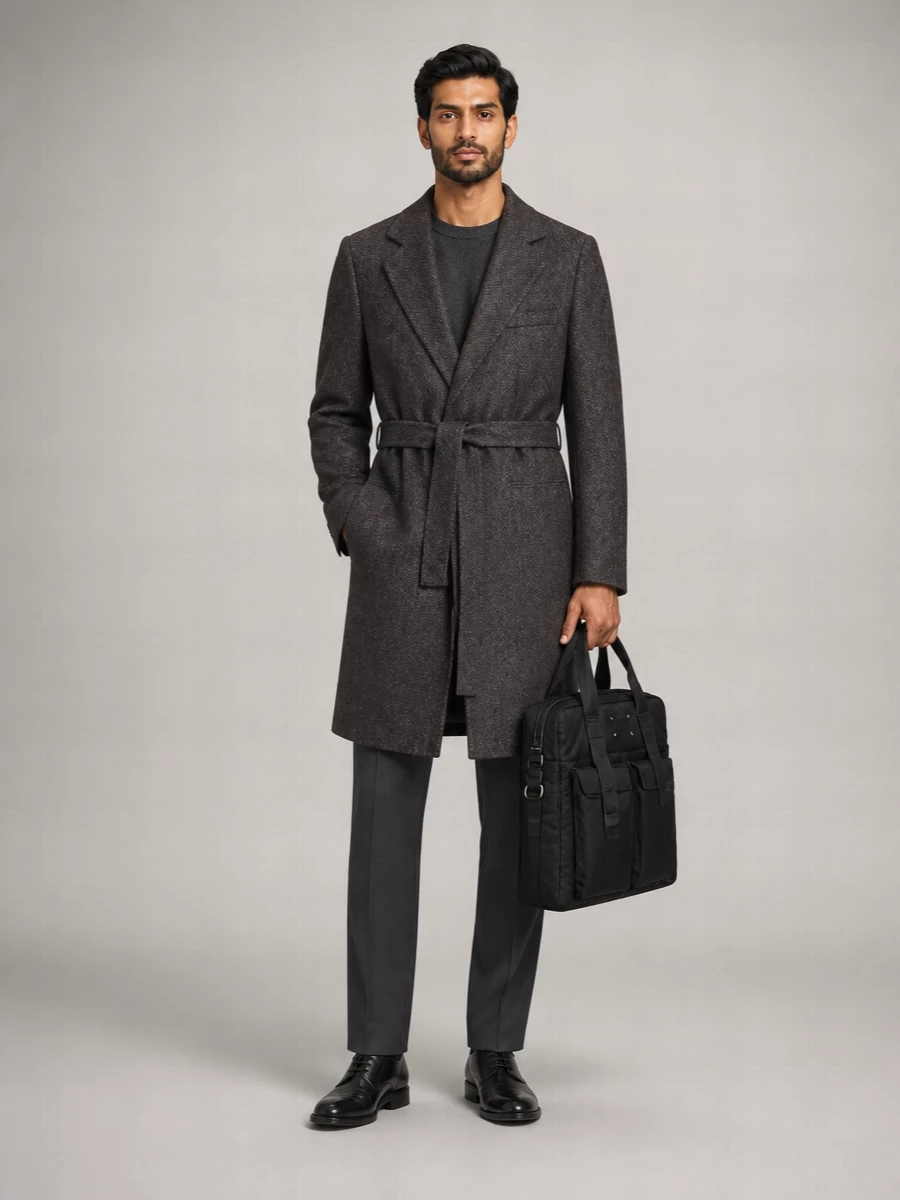Maison Margiela Wool Herringbone Wrap Coat