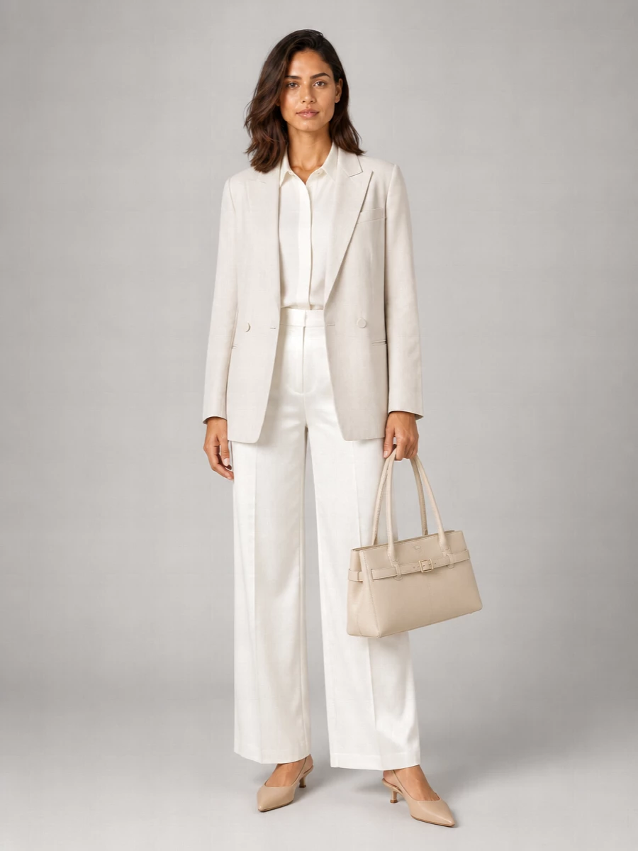 Alysi Double-Breasted Linen Blend Blazer