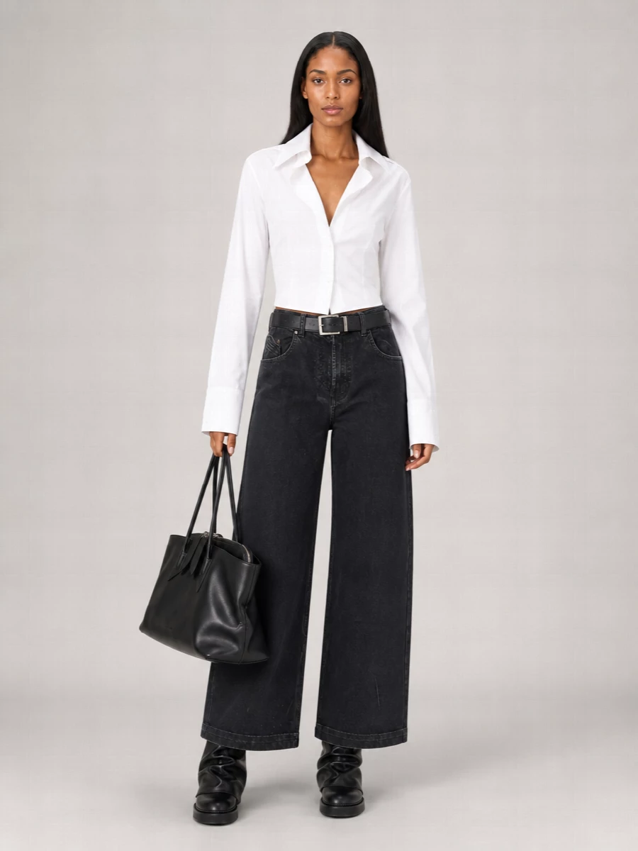 The Attico Denim Wide-Leg Jeans