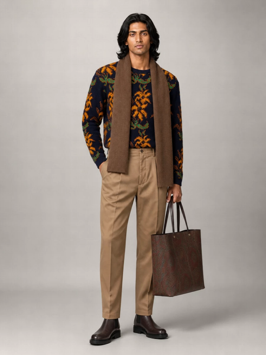 Etro Ribbed Oversized Embroidered Wool Jumper