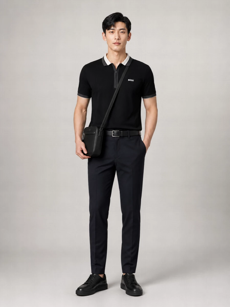 Boss Cotton Zip Polo Shirt