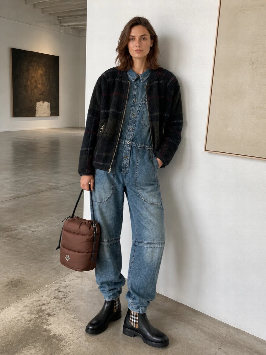 Barbour shearling jacket isabel marant jumpsuit