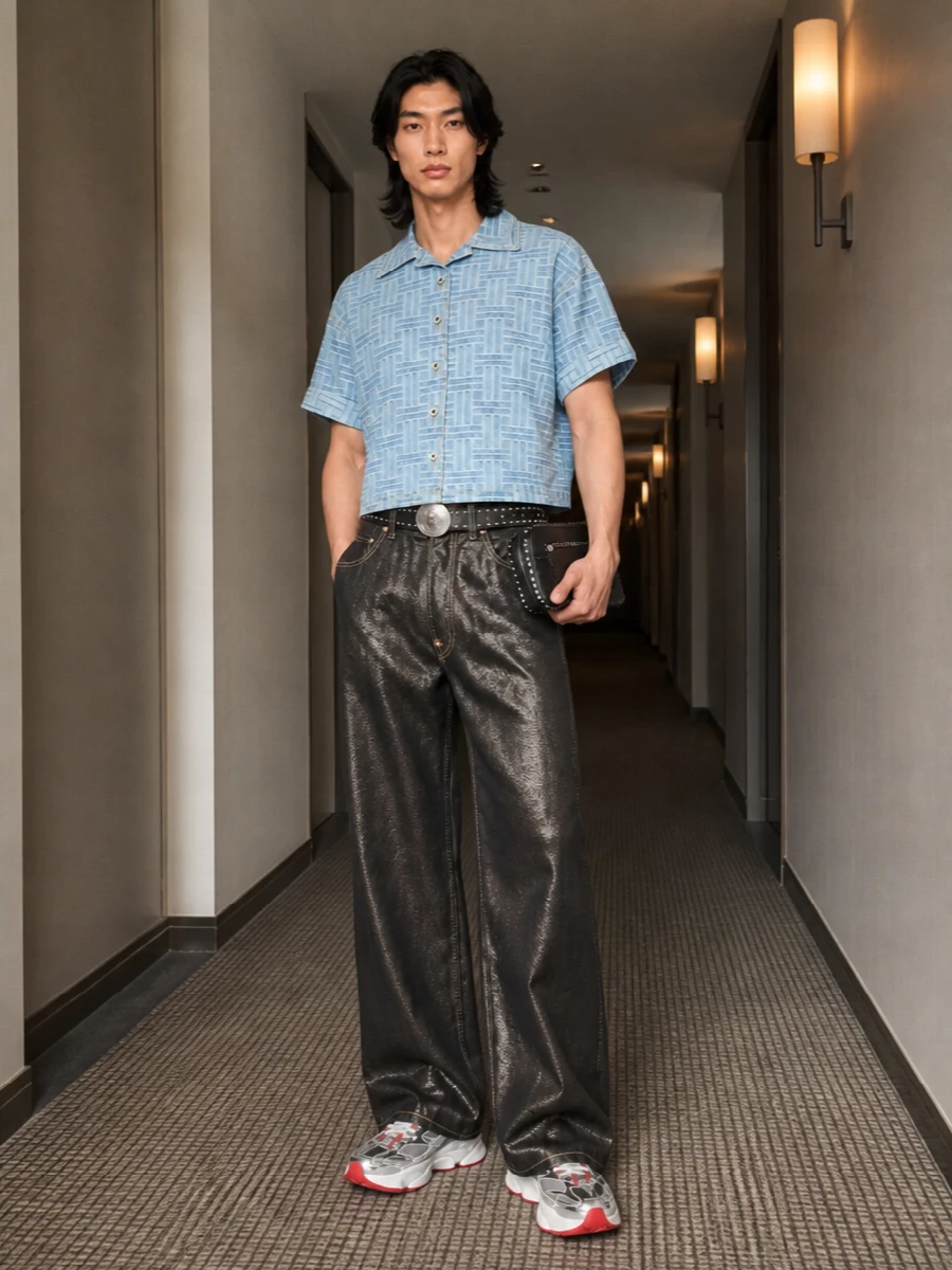 Kenzo metallic jeans louboutin sneakers outfit