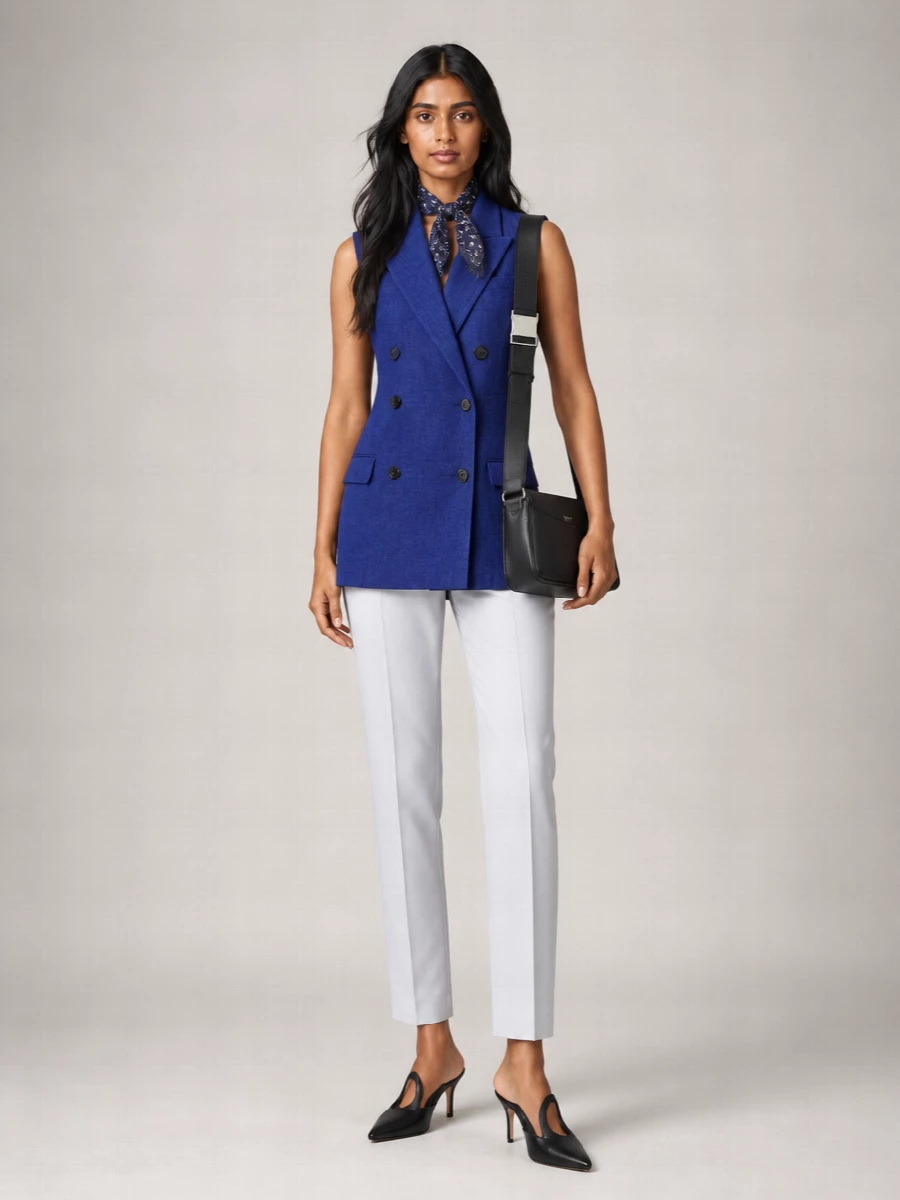 S Max Mara Linen Double-Breasted Waistcoat