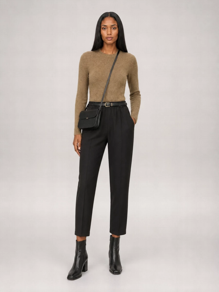 Ami Paris Virgin Wool Wide-Leg Cropped Trousers