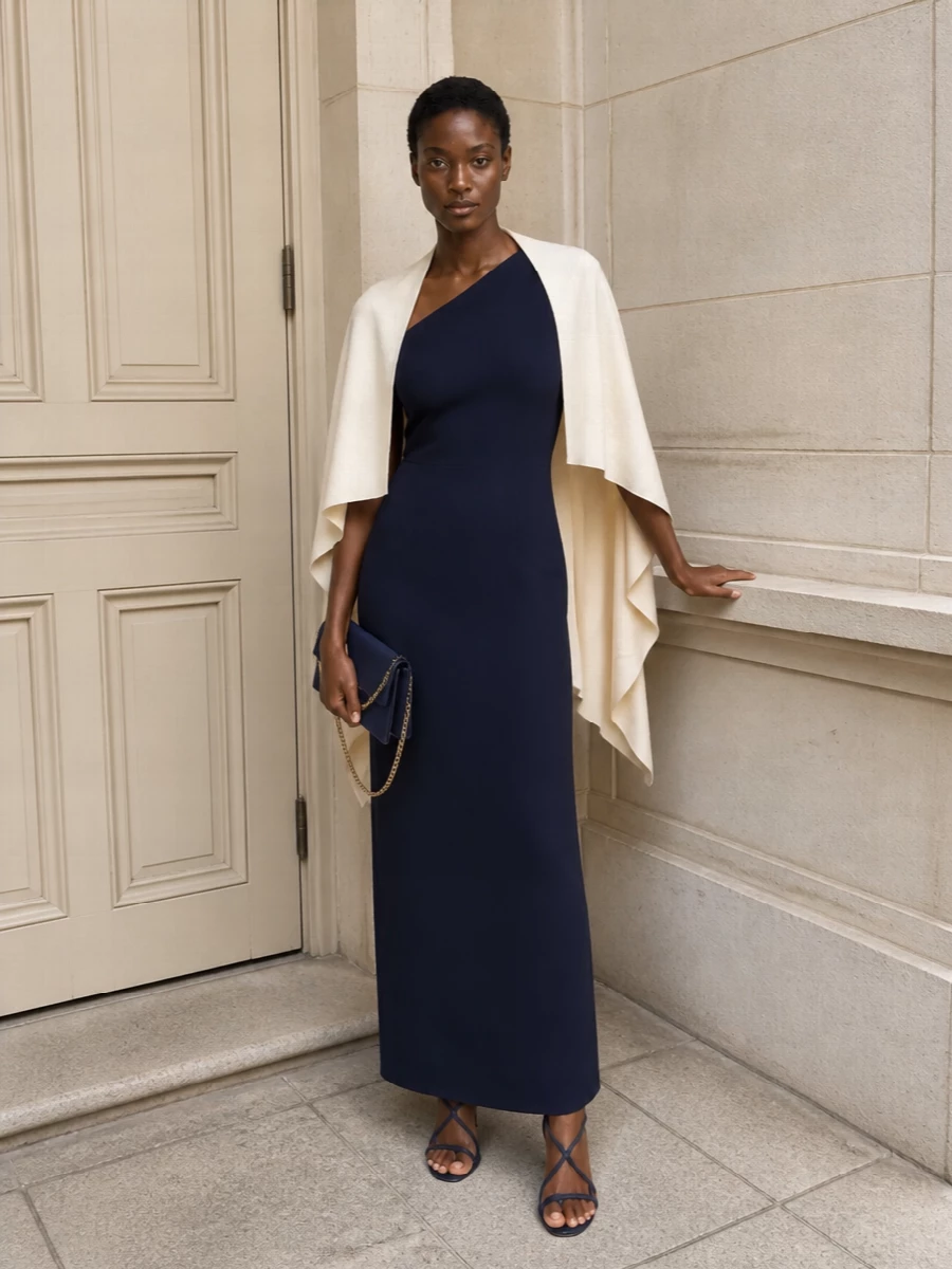 Solace london navy column dress evening style