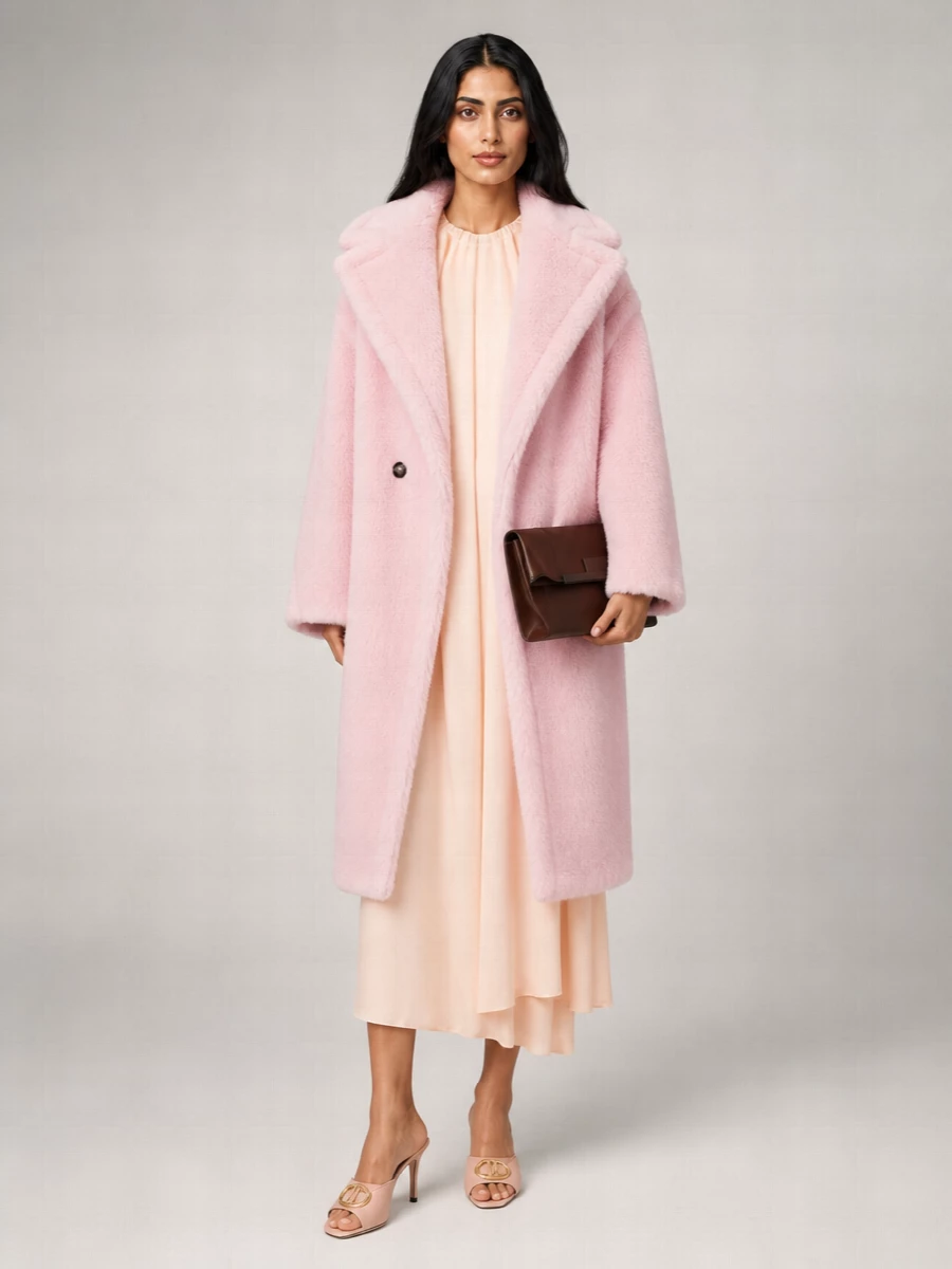 Max Mara Silk Faux Fur Coat