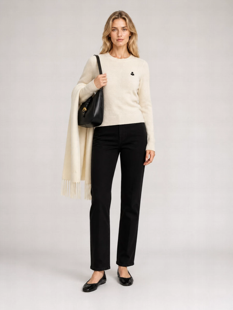 Isabel Marant Etoile Ribbed Hem Long Sleeve Crew Neck Sweater