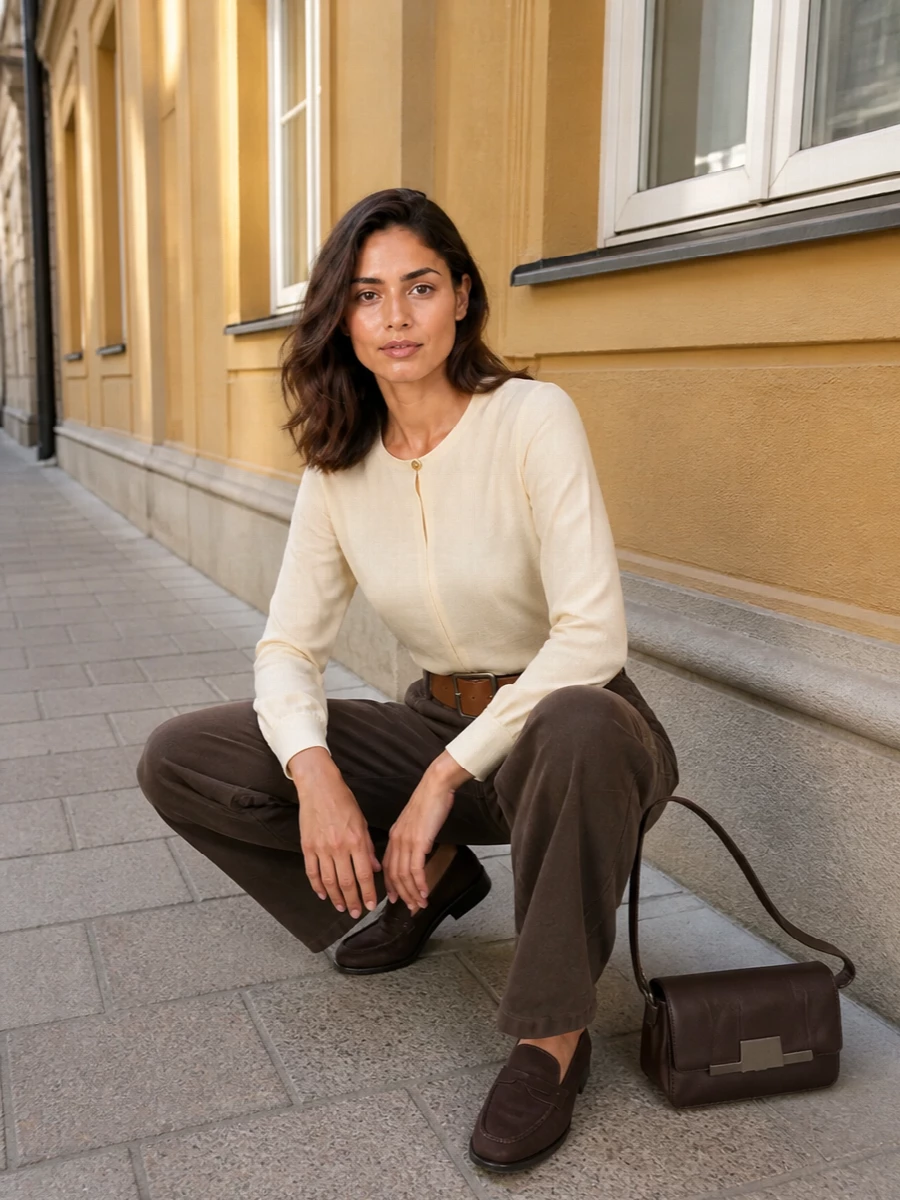 Max mara wide leg brown trousers outfit