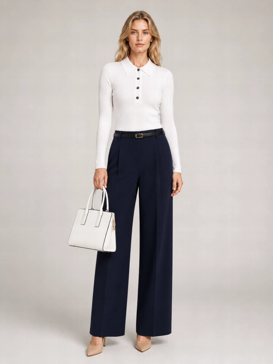 Michael Kors Slim-Fit Long-Sleeve Polo Top