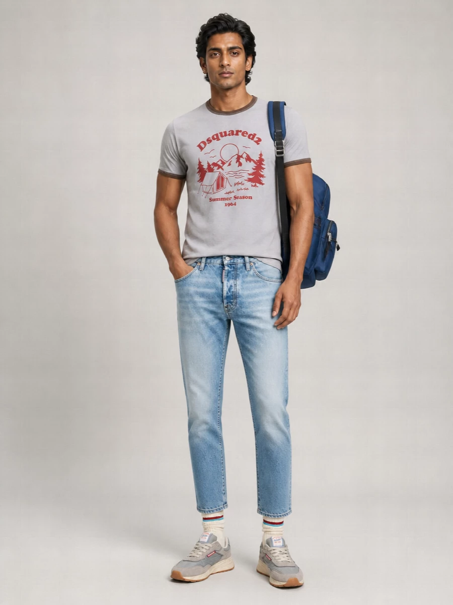 Dsquared2 Printed Distressed Cotton T-Shirt