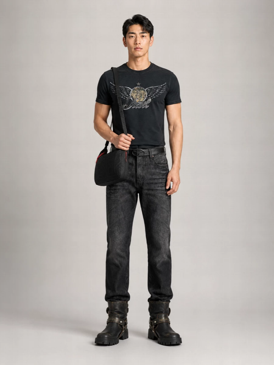 Diesel cotton hemp graphic t-shirt