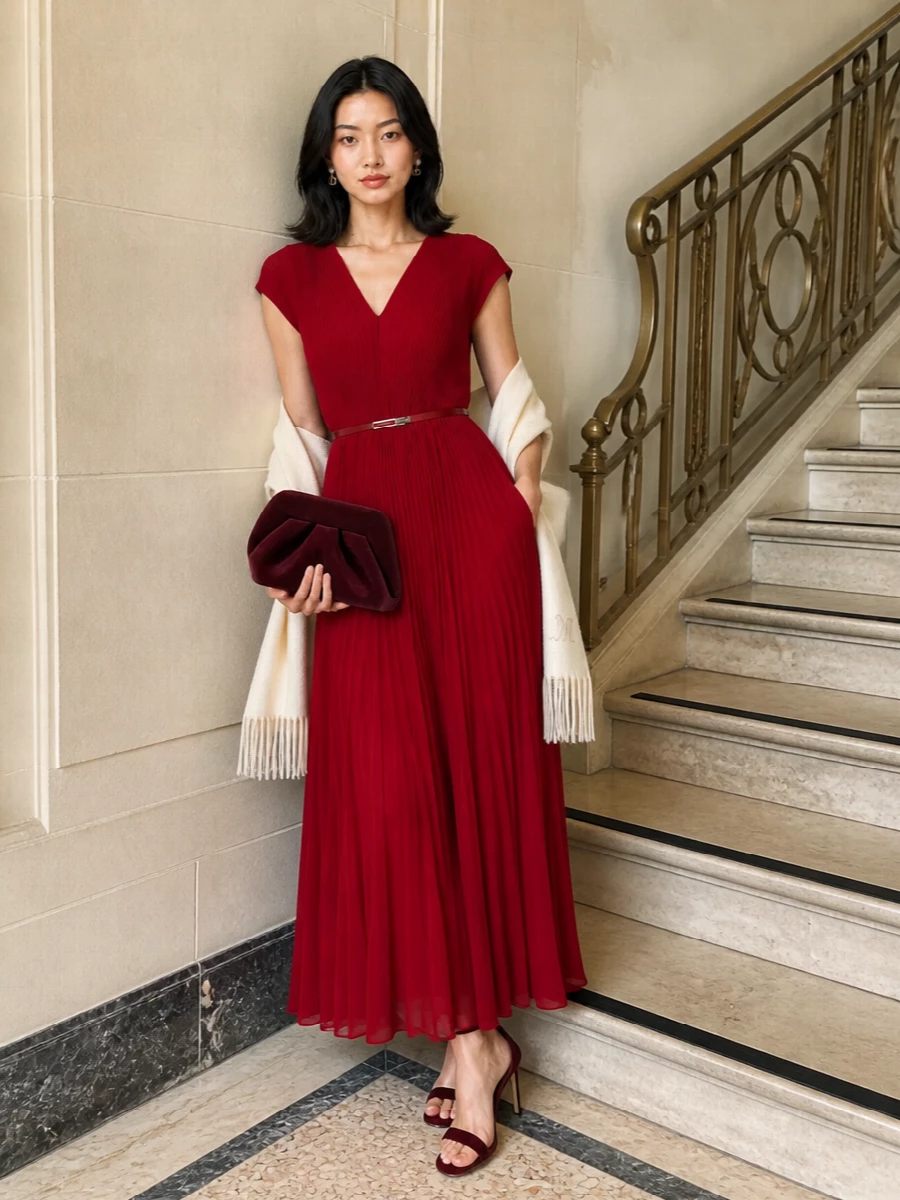 Max mara red evening dress burgundy velvet heels