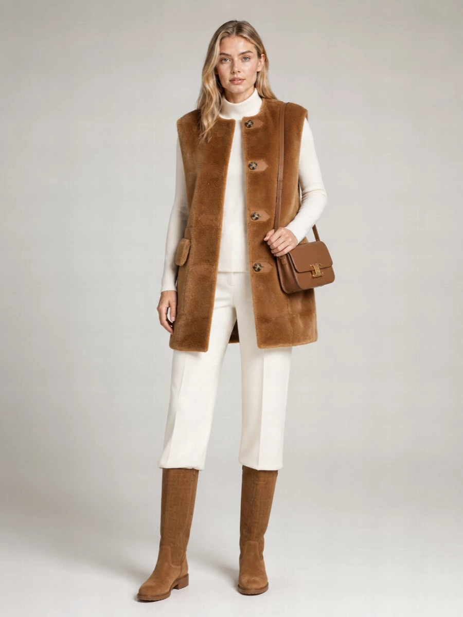 Max Mara Shearling Sleeveless Coat