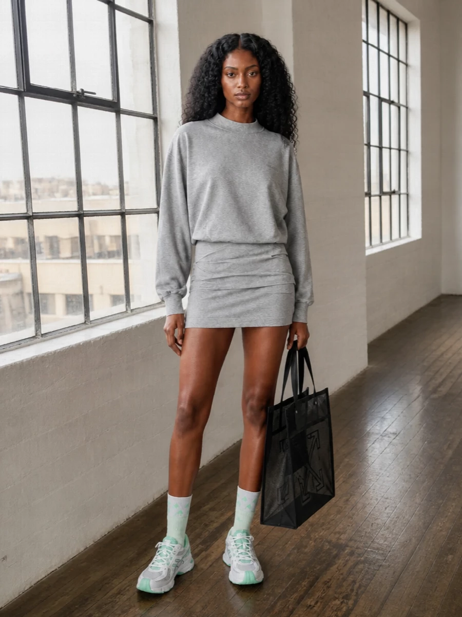 Attico sweatshirt mini dress mint asics runners