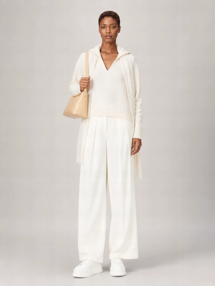 Jil Sander Cashmere Blend Ribbed V-Neck Oversized Jumper