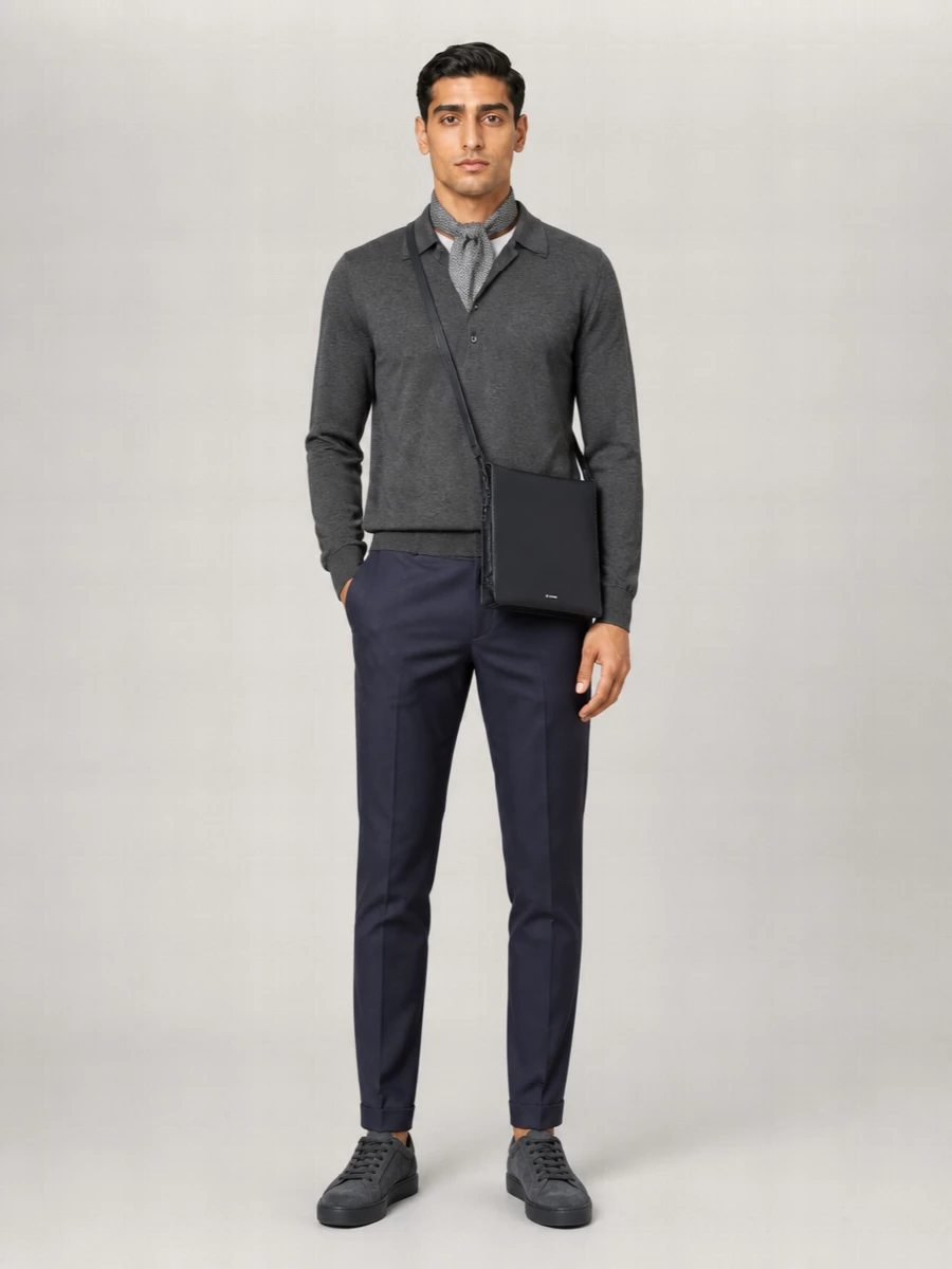 John Smedley Cotton Polo Shirt With Ribbed Cuffs And Hem