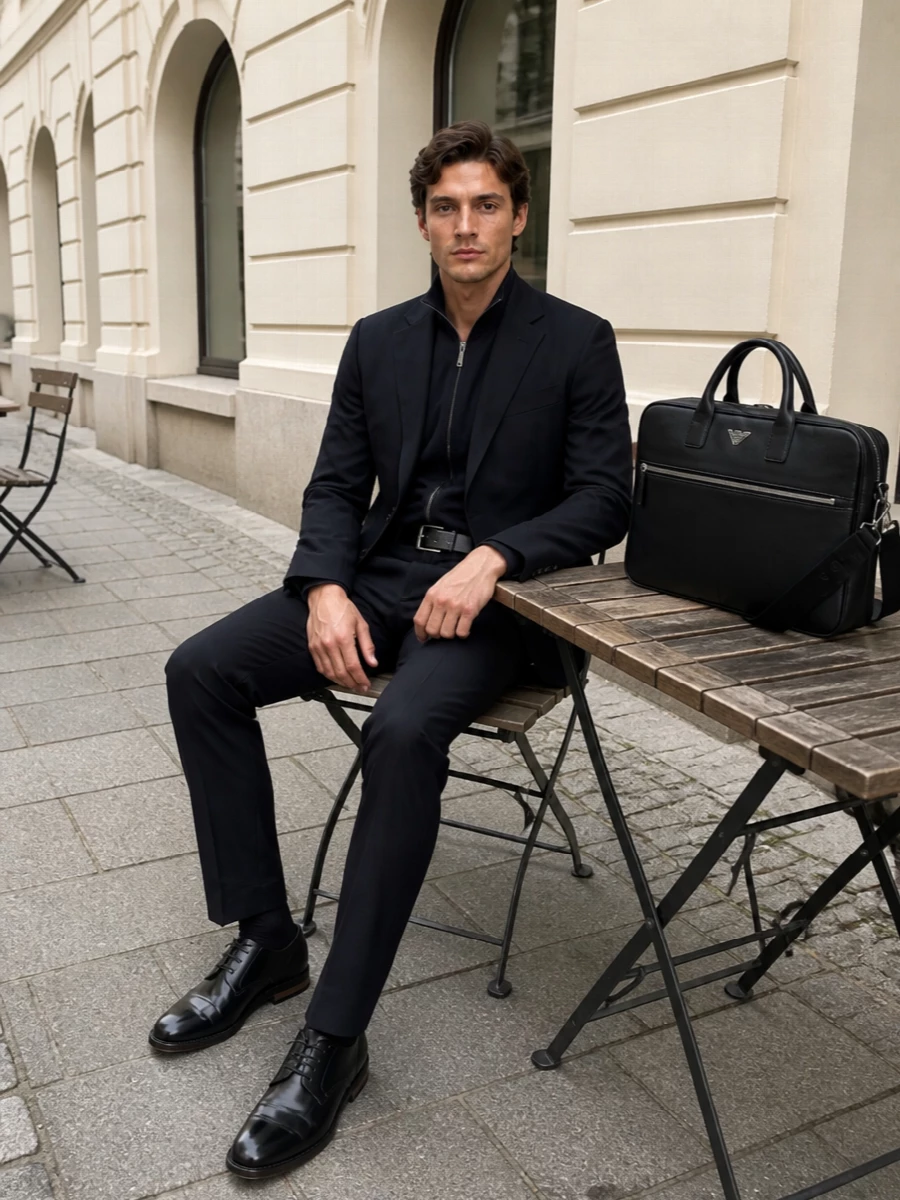 Emporio armani navy blazer dress trouser outfit