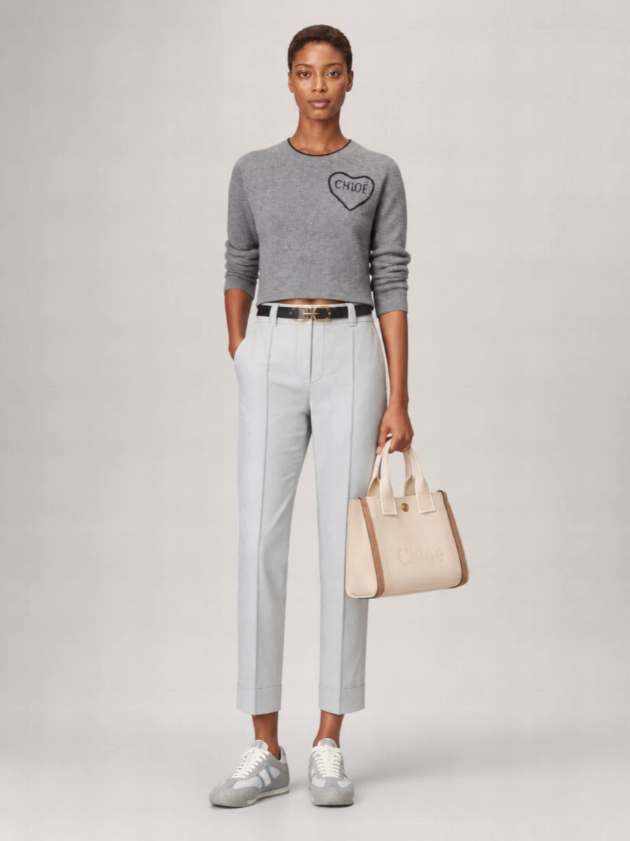 Chloé Cashmere Ribbed Cropped Slim-Fit Sweater