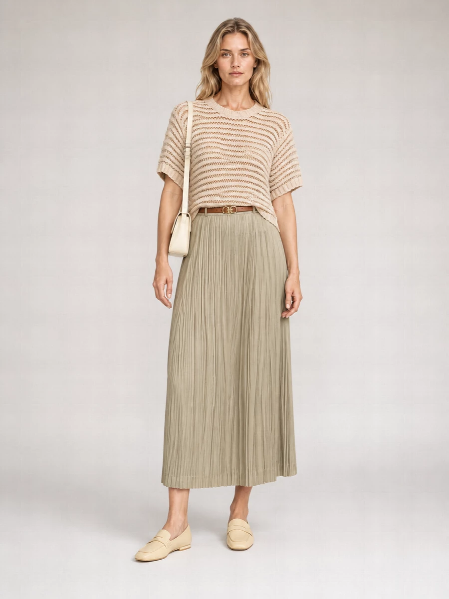 Pleats Please Issey Miyake Straight Pleated Skirt
