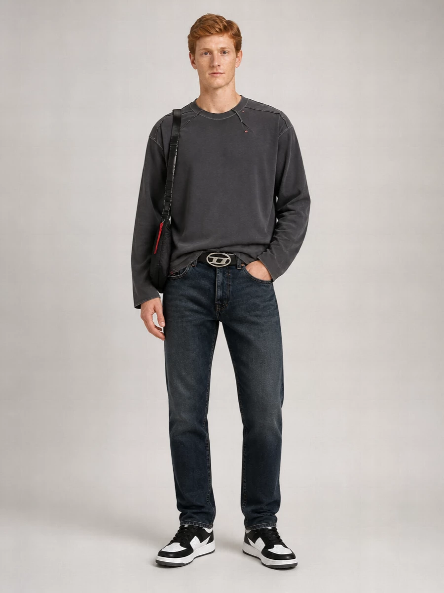 Diesel Leather B-1Dr Logo Buckle Belt